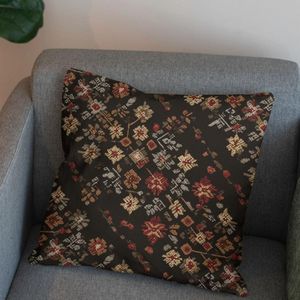 خرید آنلاین پارچه مخمل روبالشی پارچه باما طرح سه بعدی فرش ایرانی کد 5014586