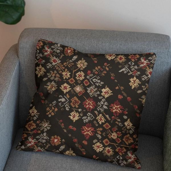 پارچه مخمل روبالشی پارچه باما طرح سه بعدی فرش ایرانی کد 5014586