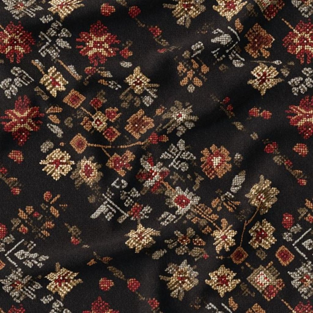 قیمت ارزان پارچه مخمل روبالشی پارچه باما طرح سه بعدی فرش ایرانی کد 5014586