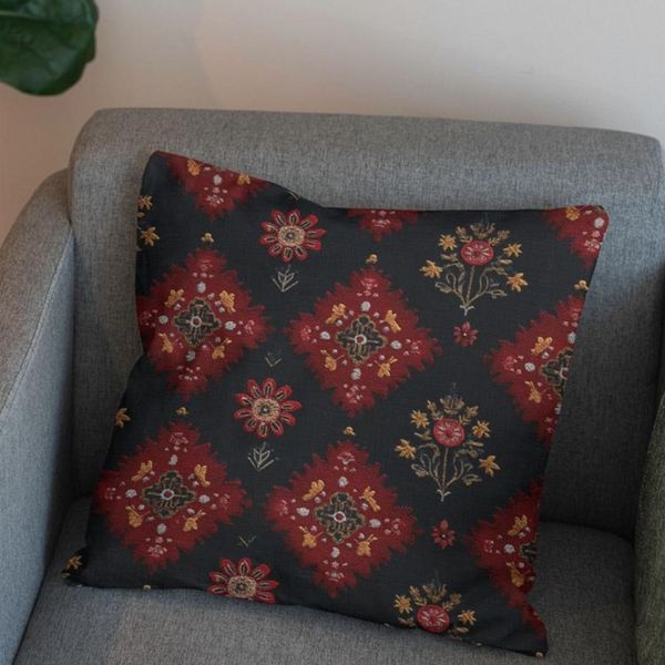 پارچه مخمل روبالشی پارچه باما طرح سه بعدی فرش ایرانی کد 5014588