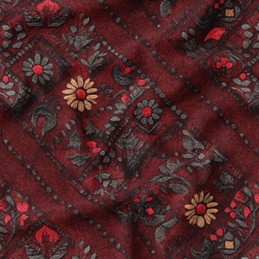 خرید انلاین پارچه مخمل روبالشی پارچه باما طرح سه بعدی فرش ایرانی کد 5014589