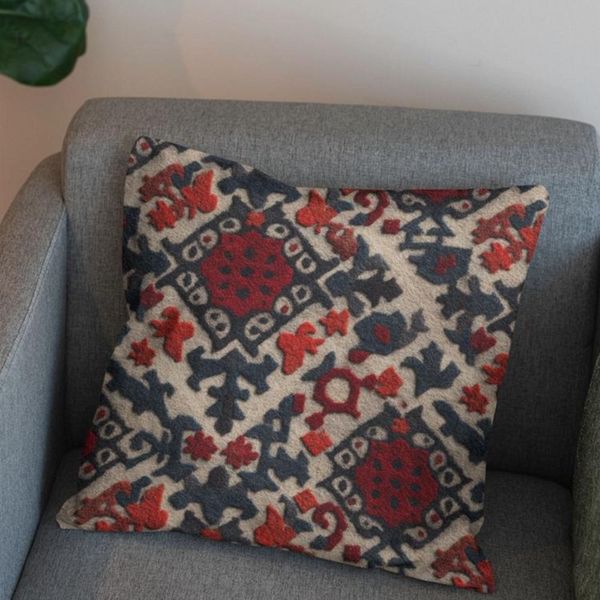 پارچه مخمل روبالشی پارچه باما طرح سه بعدی فرش ایرانی کد 5014590