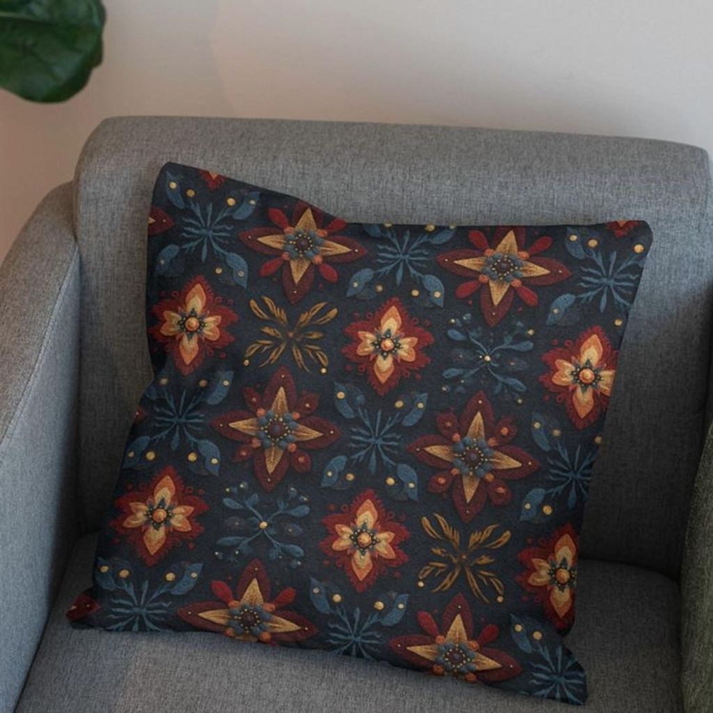 خرید اینترنتی پارچه مخمل روبالشی پارچه باما طرح سه بعدی فرش ایرانی کد 5014592