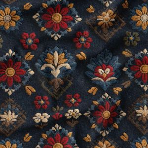 پارچه مخمل روبالشی پارچه باما طرح سه بعدی فرش ایرانی کد 5014593