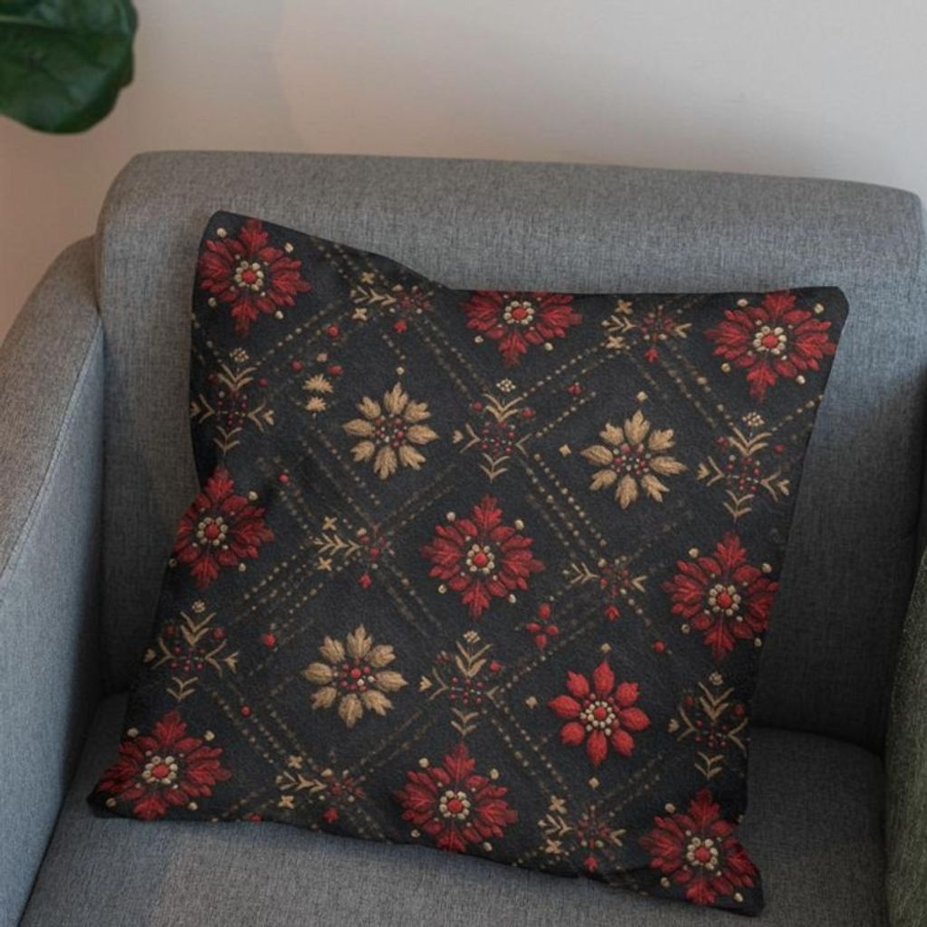 قیمت پارچه مخمل روبالشی پارچه باما طرح سه بعدی فرش ایرانی کد 5014594