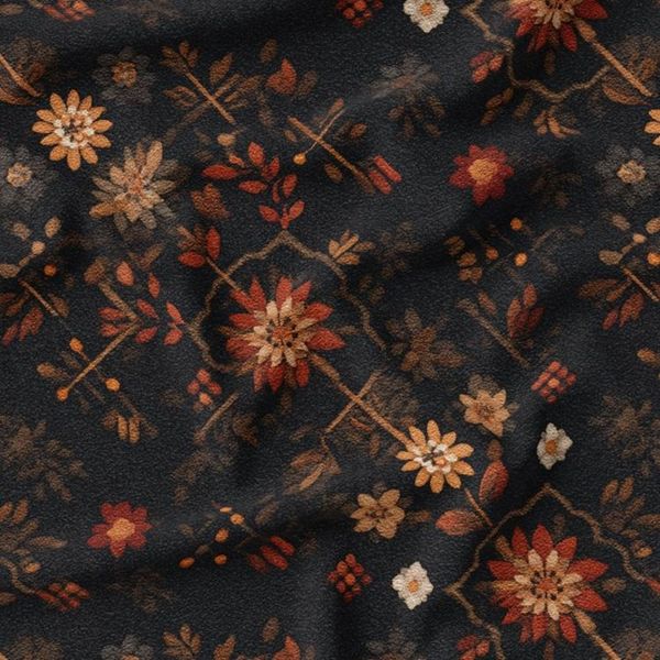 پارچه مخمل روبالشی پارچه باما طرح سه بعدی فرش ایرانی کد 5014595