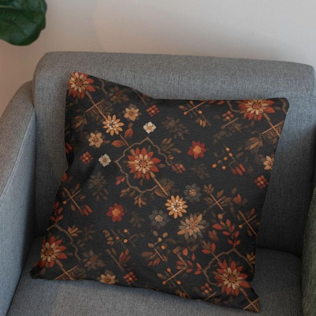 خرید اینترنتی پارچه مخمل روبالشی پارچه باما طرح سه بعدی فرش ایرانی کد 5014595