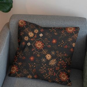 خرید اینترنتی پارچه مخمل روبالشی پارچه باما طرح سه بعدی فرش ایرانی کد 5014595