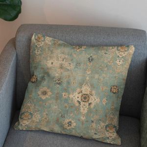 فروش اینترنتی پارچه مخمل روبالشی پارچه باما طرح سه بعدی فرش ایرانی کد 5014597