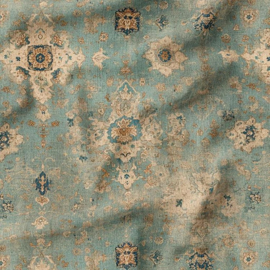 خرید آنلاین پارچه مخمل روبالشی پارچه باما طرح سه بعدی فرش ایرانی کد 5014597