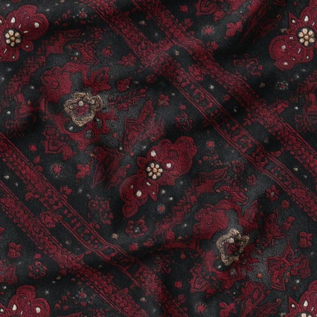 خرید آنلاین پارچه مخمل روبالشی پارچه باما طرح سه بعدی فرش ایرانی کد 5014598