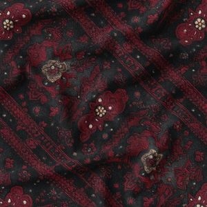 پارچه مخمل روبالشی پارچه باما طرح سه بعدی فرش ایرانی کد 5014598