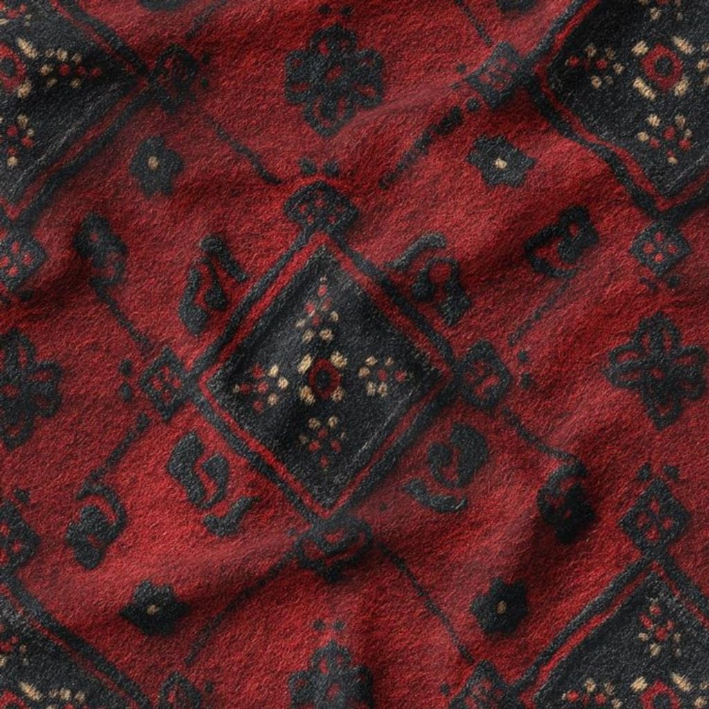 مشخصات پارچه مخمل روبالشی پارچه باما طرح سه بعدی فرش ایرانی کد 5014599