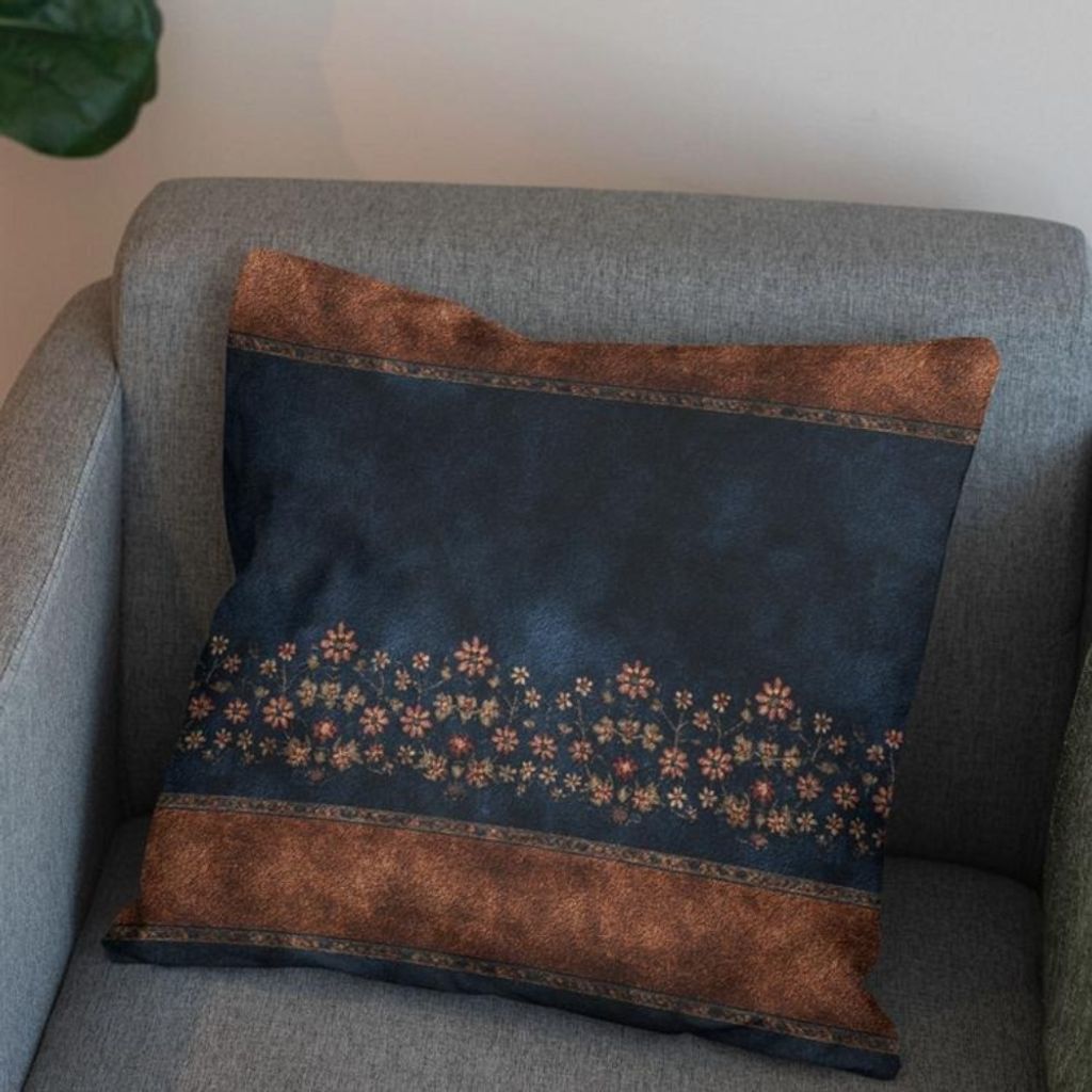 قیمت ارزان پارچه مخمل روبالشی پارچه باما طرح سه بعدی فرش ایرانی کد 5014600