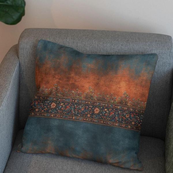 پارچه مخمل روبالشی پارچه باما طرح سه بعدی فرش ایرانی کد 5014601