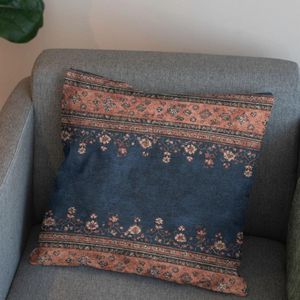 خرید آنلاین پارچه مخمل روبالشی پارچه باما طرح سه بعدی فرش ایرانی کد 5014602