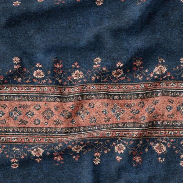 پارچه مخمل روبالشی پارچه باما طرح سه بعدی فرش ایرانی کد 5014602