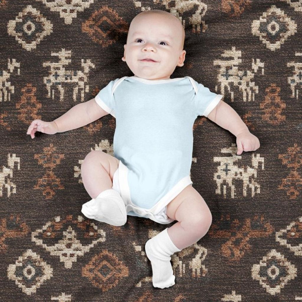 خرید اینترنتی پارچه مخمل روبالشی پارچه باما طرح سه بعدی فرش ایرانی کد 5014603