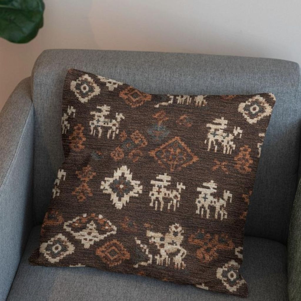 خرید انلاین پارچه مخمل روبالشی پارچه باما طرح سه بعدی فرش ایرانی کد 5014603