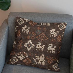 خرید انلاین پارچه مخمل روبالشی پارچه باما طرح سه بعدی فرش ایرانی کد 5014603