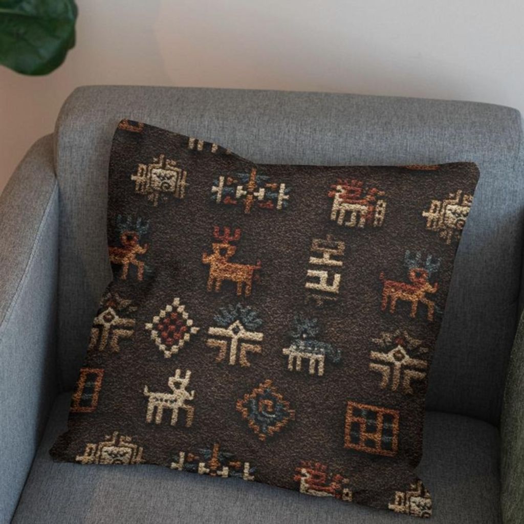 خرید آنلاین پارچه مخمل روبالشی پارچه باما طرح سه بعدی فرش ایرانی کد 5014605