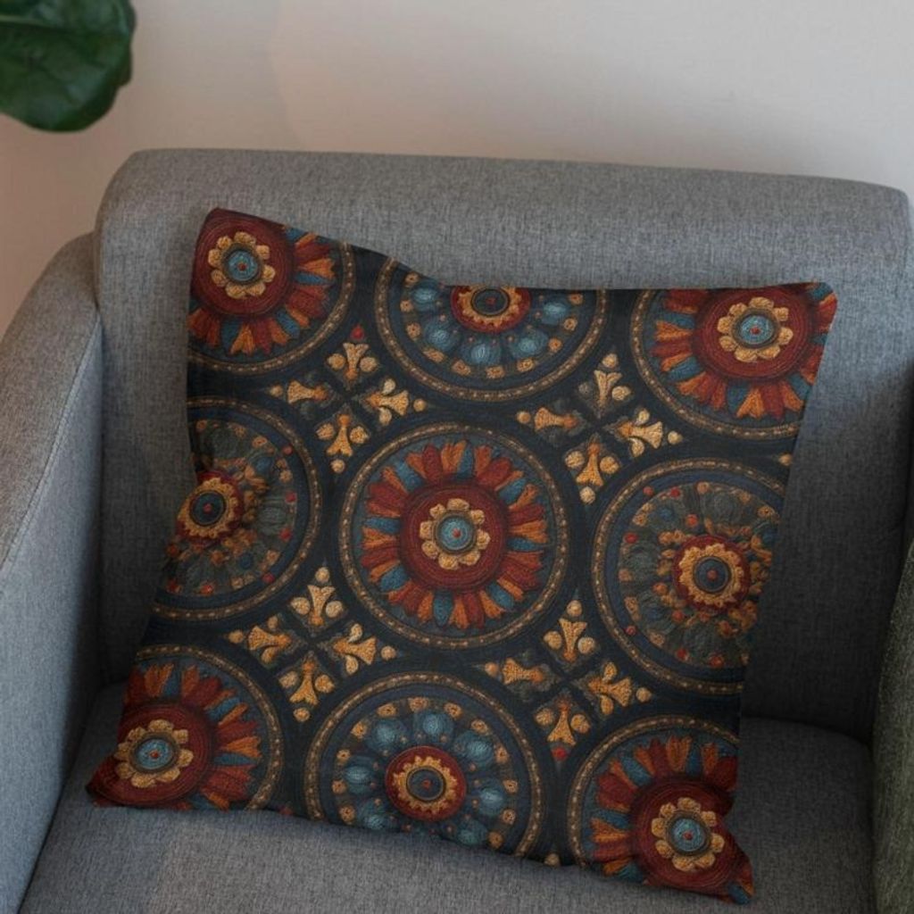 مشخصات پارچه مخمل روبالشی پارچه باما طرح سه بعدی فرش ایرانی کد 5014609