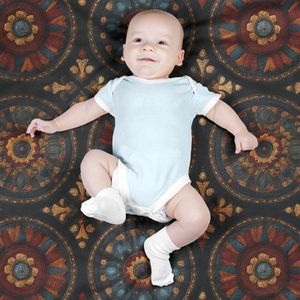 خرید اینترنتی پارچه مخمل روبالشی پارچه باما طرح سه بعدی فرش ایرانی کد 5014609