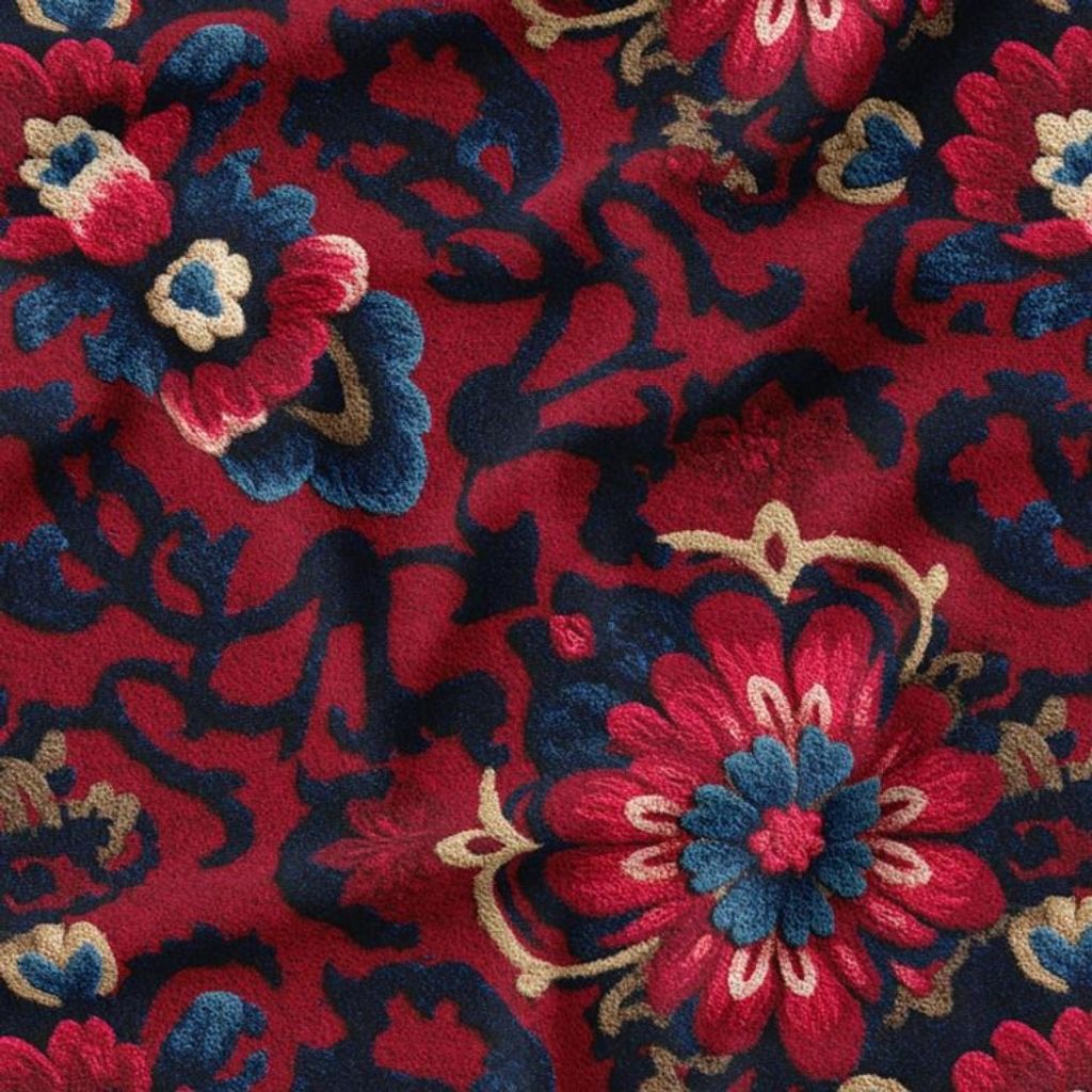 خرید آنلاین پارچه مخمل روبالشی پارچه باما طرح سه بعدی فرش ایرانی کد 5014613