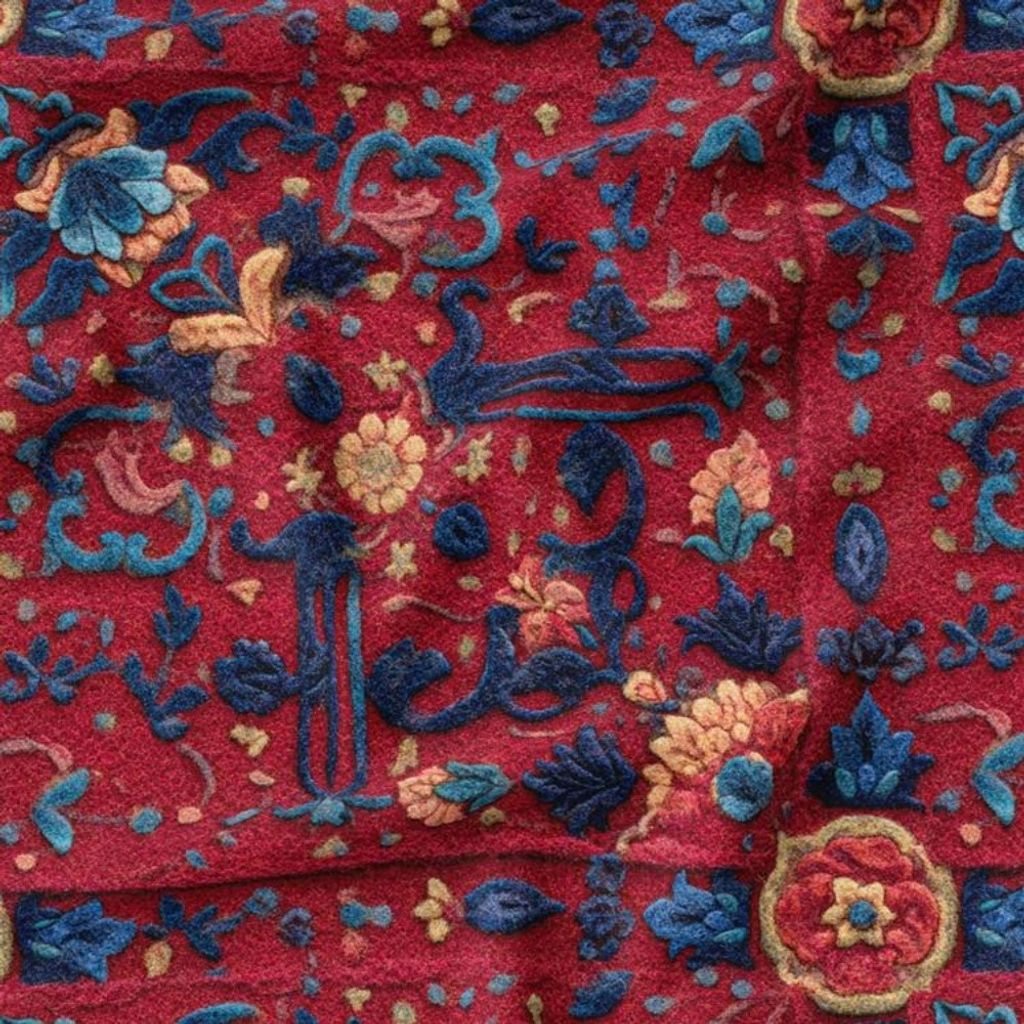 فروش اینترنتی پارچه مخمل روبالشی پارچه باما طرح سه بعدی فرش ایرانی کد 5014614