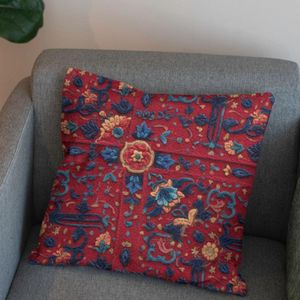 خرید انلاین پارچه مخمل روبالشی پارچه باما طرح سه بعدی فرش ایرانی کد 5014614