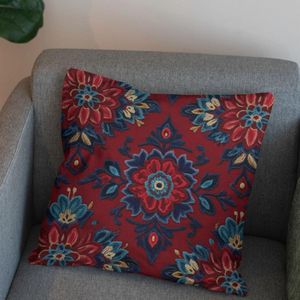 خرید اینترنتی پارچه مخمل روبالشی پارچه باما طرح سه بعدی فرش ایرانی کد 5014620