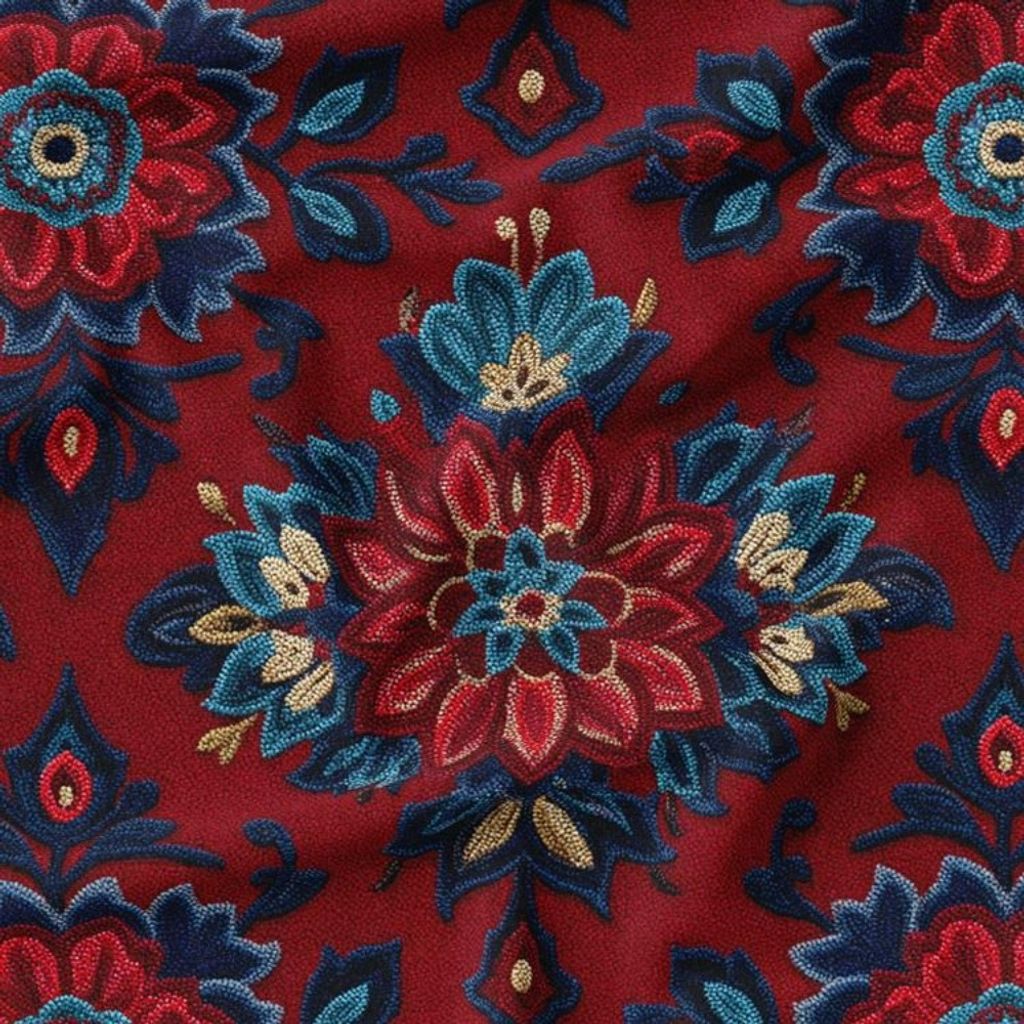 خرید انلاین پارچه مخمل روبالشی پارچه باما طرح سه بعدی فرش ایرانی کد 5014620