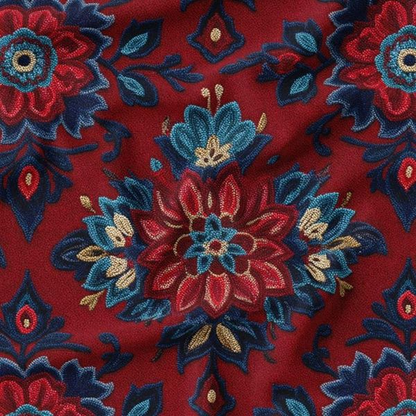 پارچه مخمل روبالشی پارچه باما طرح سه بعدی فرش ایرانی کد 5014620