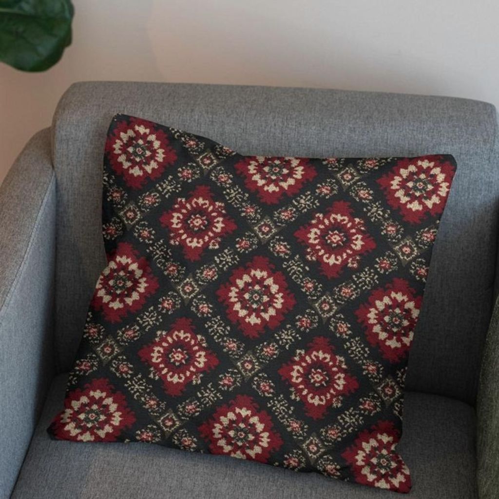 مشخصات پارچه مخمل روبالشی پارچه باما طرح سه بعدی فرش ایرانی کد 5014626