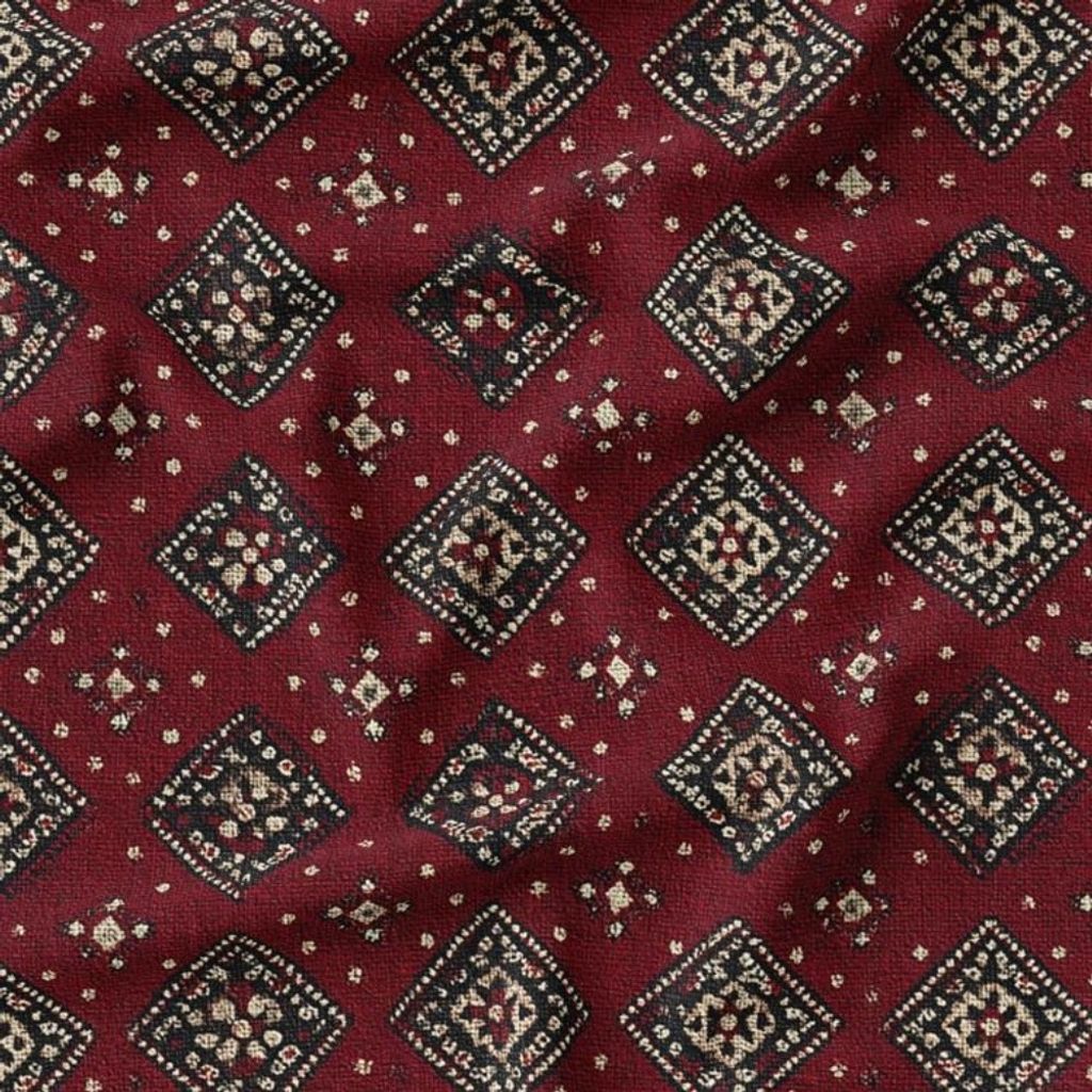 خرید آنلاین پارچه مخمل روبالشی پارچه باما طرح سه بعدی فرش ایرانی کد 5014629