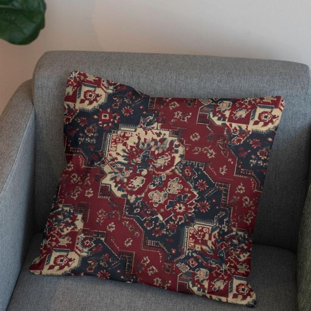 قیمت پارچه مخمل روبالشی پارچه باما طرح سه بعدی فرش ایرانی کد 5014636