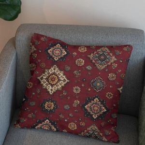 خرید آنلاین پارچه مخمل روبالشی پارچه باما طرح سه بعدی فرش ایرانی کد 5014637