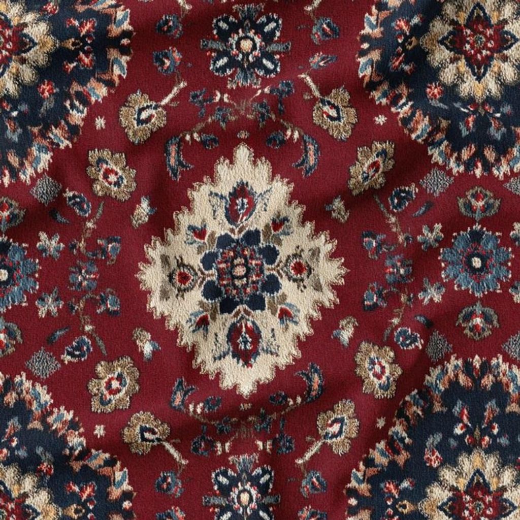 خرید آنلاین پارچه مخمل روبالشی پارچه باما طرح سه بعدی فرش ایرانی کد 5014638