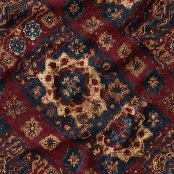 پارچه مخمل روبالشی پارچه باما طرح سه بعدی فرش ایرانی کد 5014639