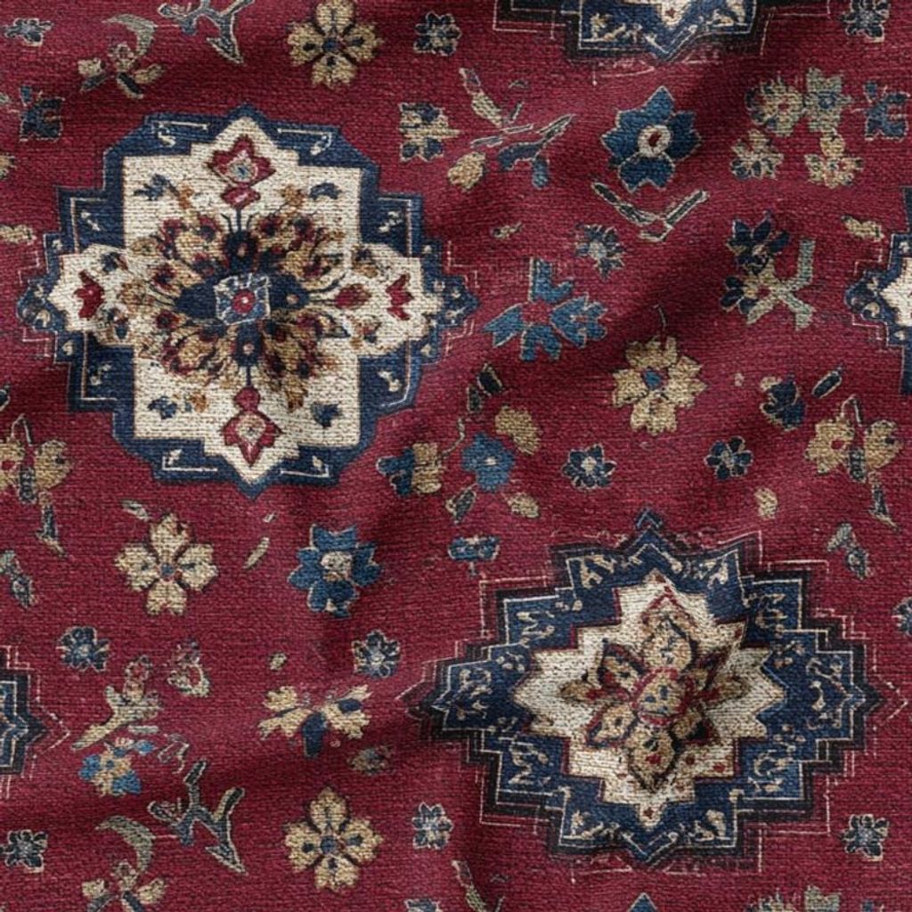 مشخصات پارچه مخمل روبالشی پارچه باما طرح سه بعدی فرش ایرانی کد 5014640