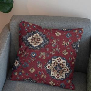 خرید آنلاین پارچه مخمل روبالشی پارچه باما طرح سه بعدی فرش ایرانی کد 5014640