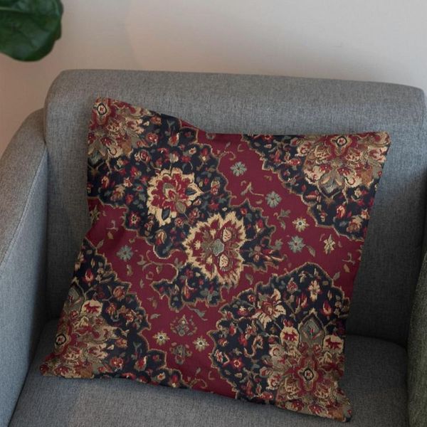 پارچه مخمل روبالشی پارچه باما طرح سه بعدی فرش ایرانی کد 5014641