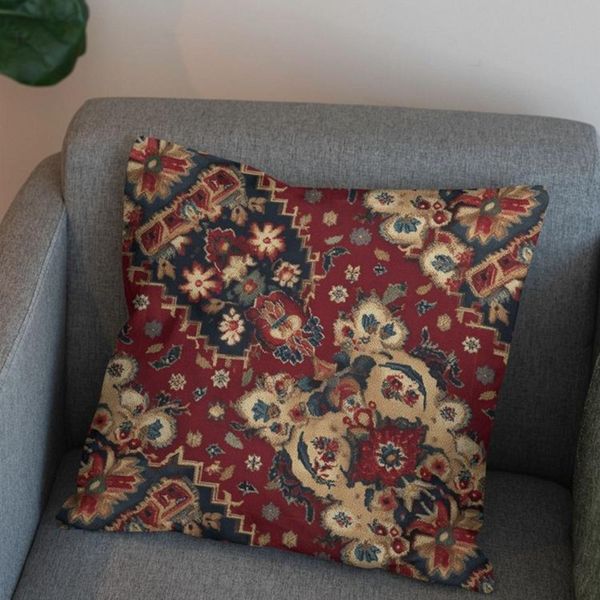 پارچه مخمل روبالشی پارچه باما طرح سه بعدی فرش ایرانی کد 5014642