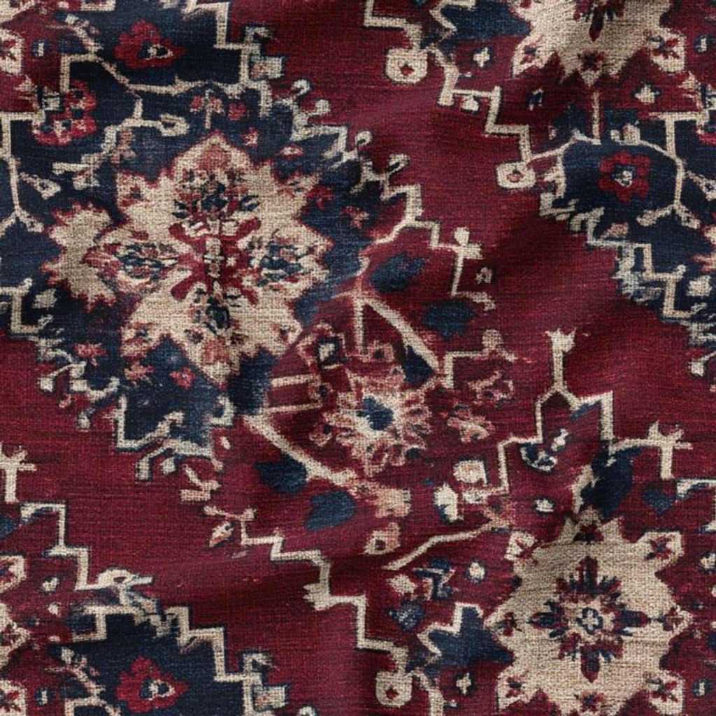 مشخصات پارچه مخمل روبالشی پارچه باما طرح سه بعدی فرش ایرانی کد 5014643