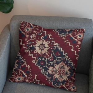 خرید انلاین پارچه مخمل روبالشی پارچه باما طرح سه بعدی فرش ایرانی کد 5014643