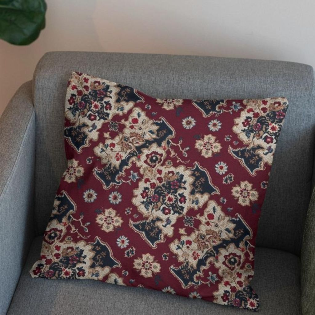 مشخصات پارچه مخمل روبالشی پارچه باما طرح سه بعدی فرش ایرانی کد 5014644