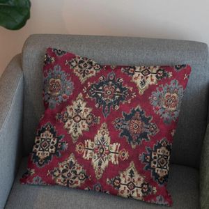 مشخصات پارچه مخمل روبالشی پارچه باما طرح سه بعدی فرش ایرانی کد 5014645