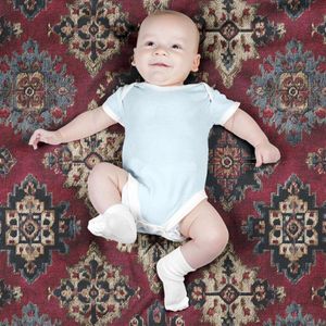 فروش اینترنتی پارچه مخمل روبالشی پارچه باما طرح سه بعدی فرش ایرانی کد 5014645