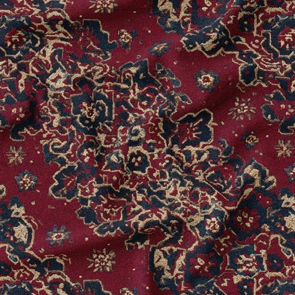 خرید آنلاین پارچه مخمل روبالشی پارچه باما طرح سه بعدی فرش ایرانی کد 5014646