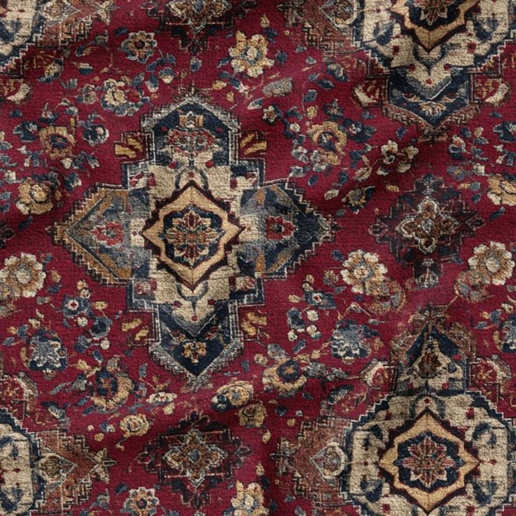 قیمت ارزان پارچه مخمل روبالشی پارچه باما طرح سه بعدی فرش ایرانی کد 5014647